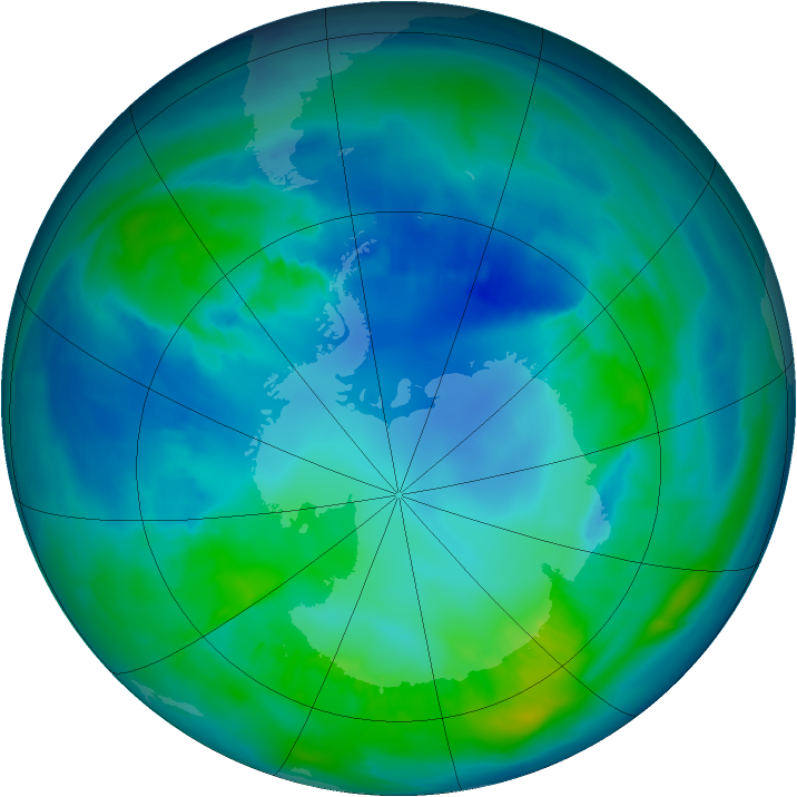 Antarctic ozone map for 24 April 2014